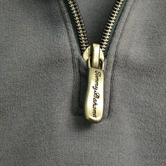 TOMMY BAHAMA 1/4 ZIP DENIM BLUE/BROWN 100% PIMA COTTON PULL-OVER SHIRT - Picture 6 of 9